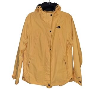 The North Face DryVent Rain Jacket Womens XL Yellow Hooded Waterproof Shell Gorp